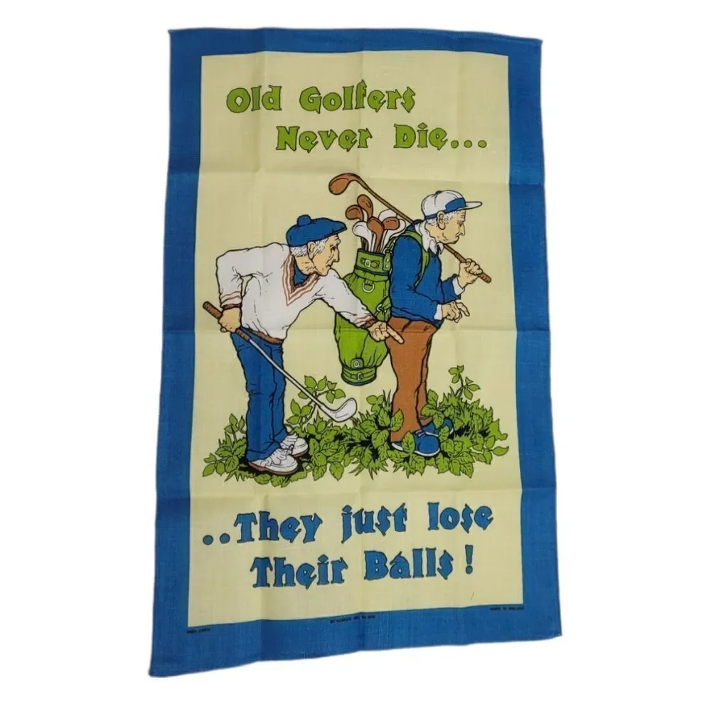 NEW VINTAGE 80s tea‎ towel Irish linen funny golf saying decoration